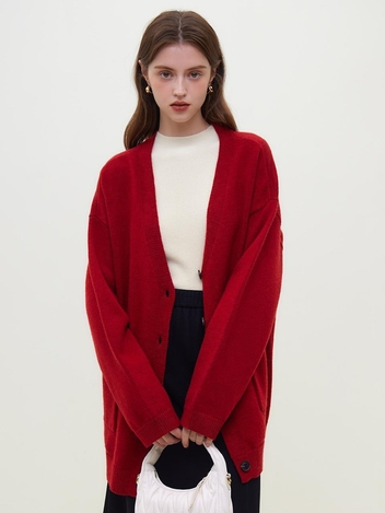 WD_Red knitted cardigan coat