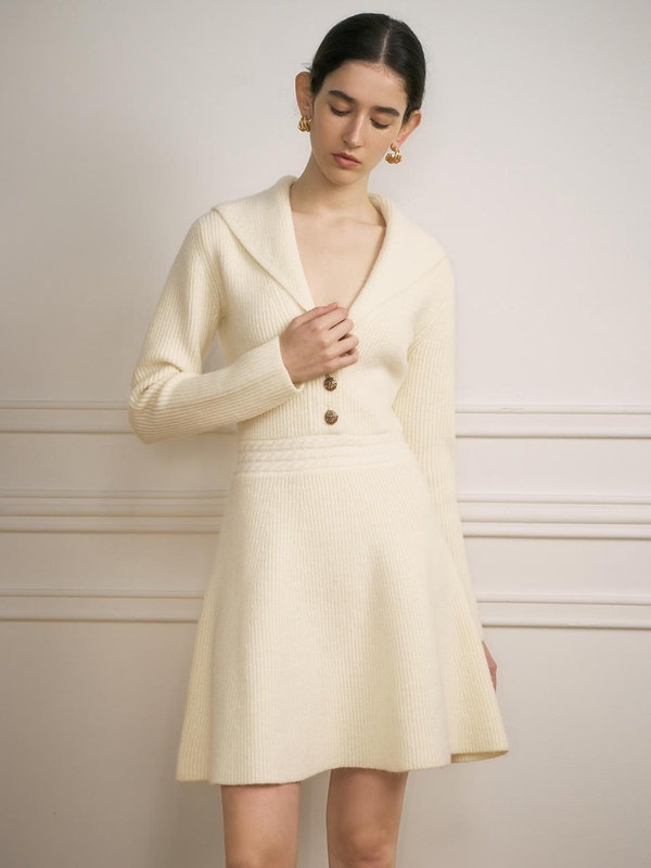 YY Wind lapel knit dress