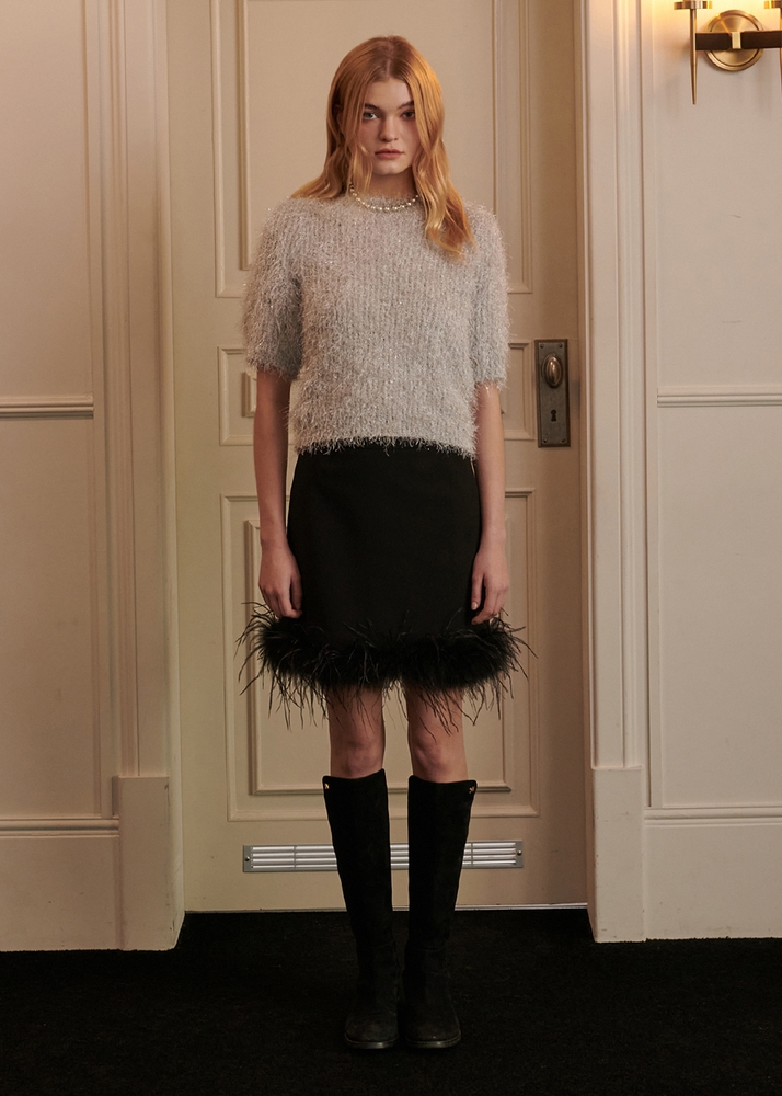 London Feather Mini Skirt [Black]