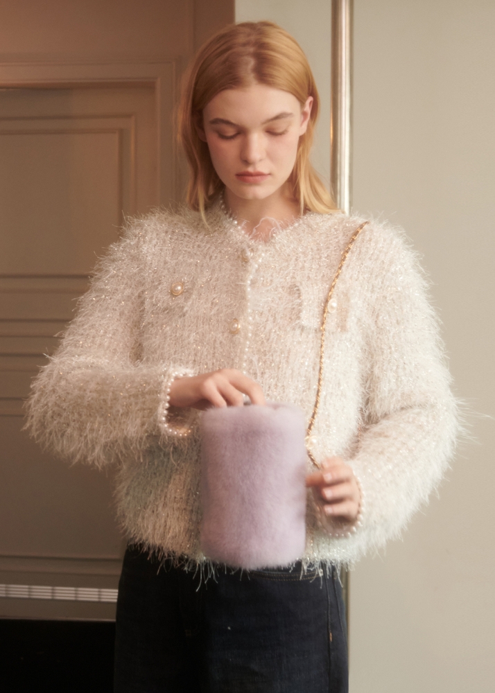 Sparkle Knit Cardigan [Cream]