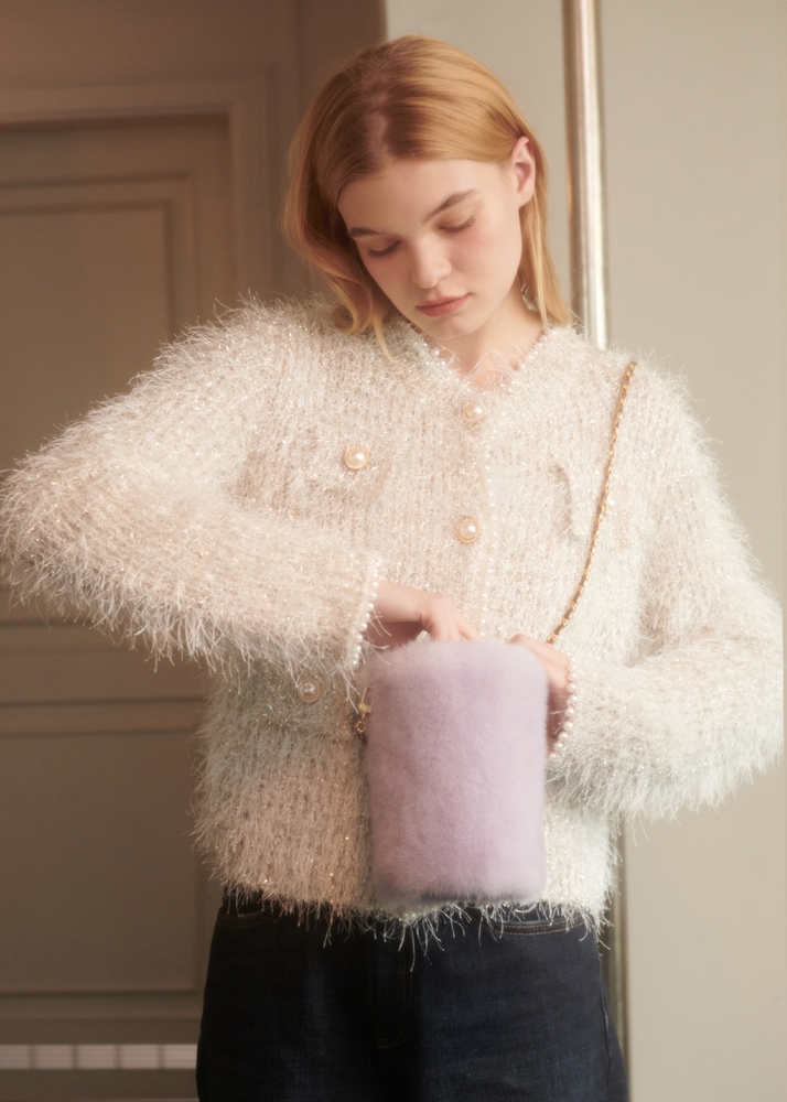 Sparkle Knit Cardigan [Cream]