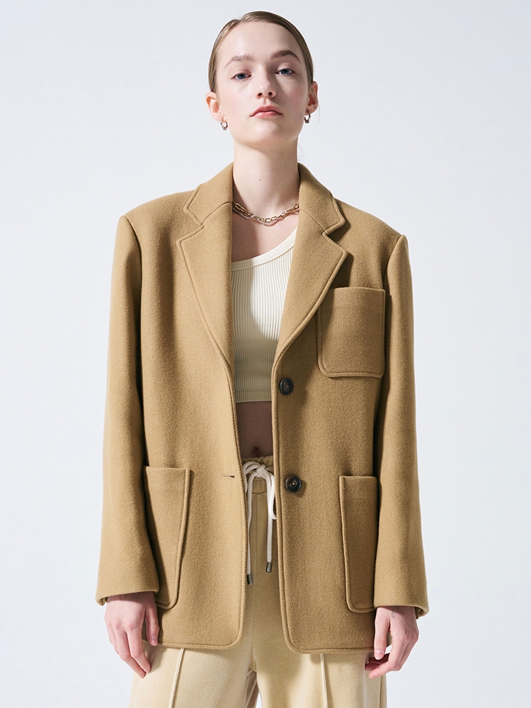 WOOL STITCH JACKET - BEIGE