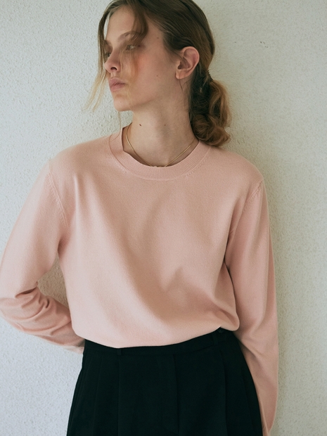 CREW NECK PULLOVER KNIT_LIGHT PINK