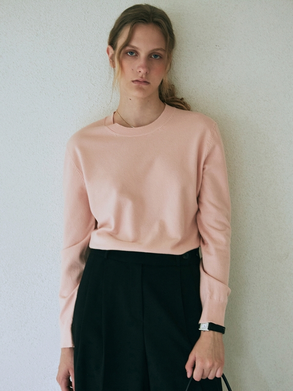 CREW NECK PULLOVER KNIT_LIGHT PINK