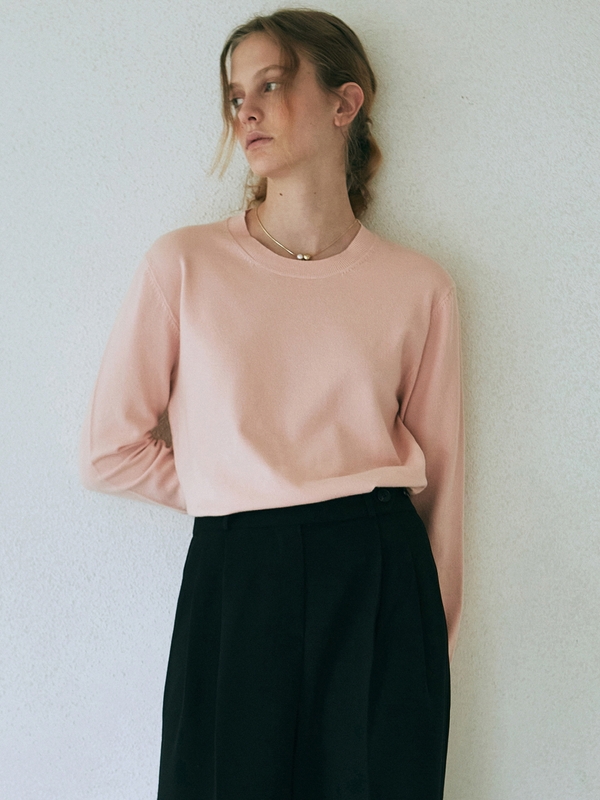 CREW NECK PULLOVER KNIT_LIGHT PINK