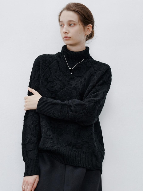 TG_Embossed pattern sweater_BLACK