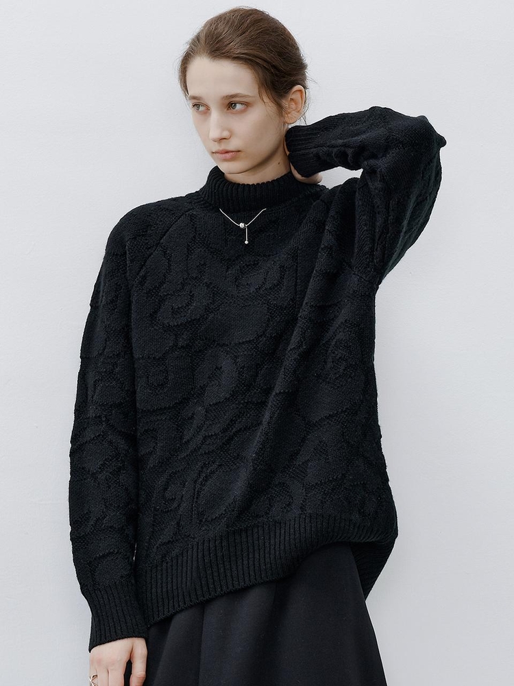 TG_Embossed pattern sweater_BLACK