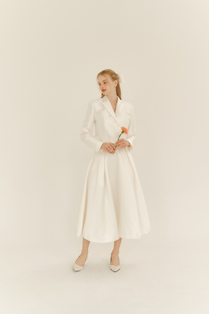 Mikado-Silk Tuck Skirt (Long) / Ivory(3color)