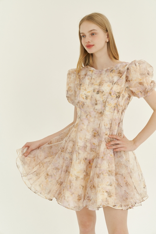 Roman Fairy Puff Dress / Print(3color)