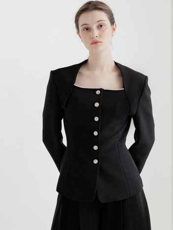 [주문제작] Square Neck Beads Jacket [BLACK]