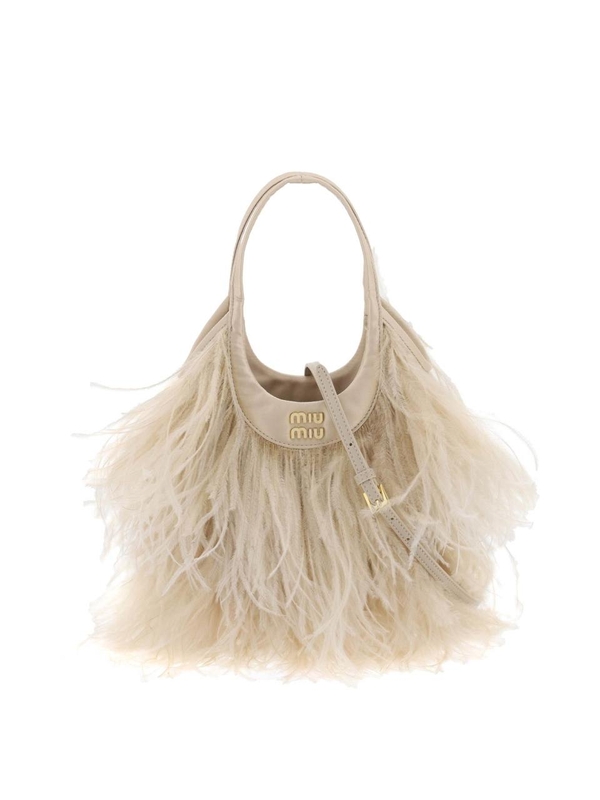 미우미우 Miu miu satin handbag with feathers 5BA281 V OOO 2CP9