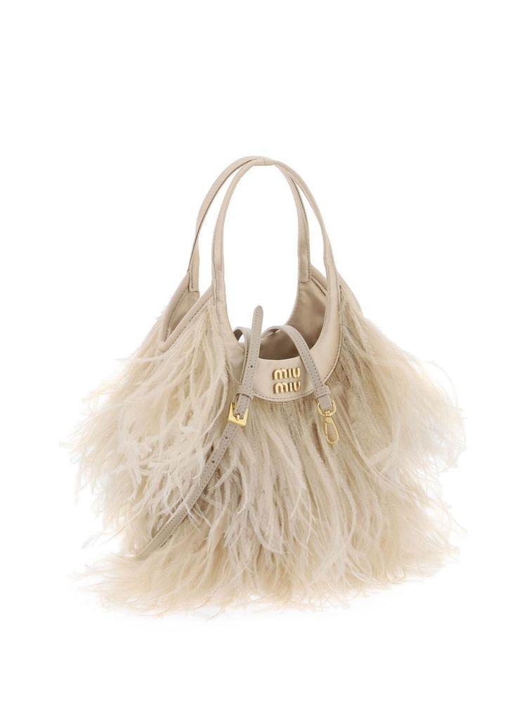 미우미우 Miu miu satin handbag with feathers 5BA281 V OOO 2CP9