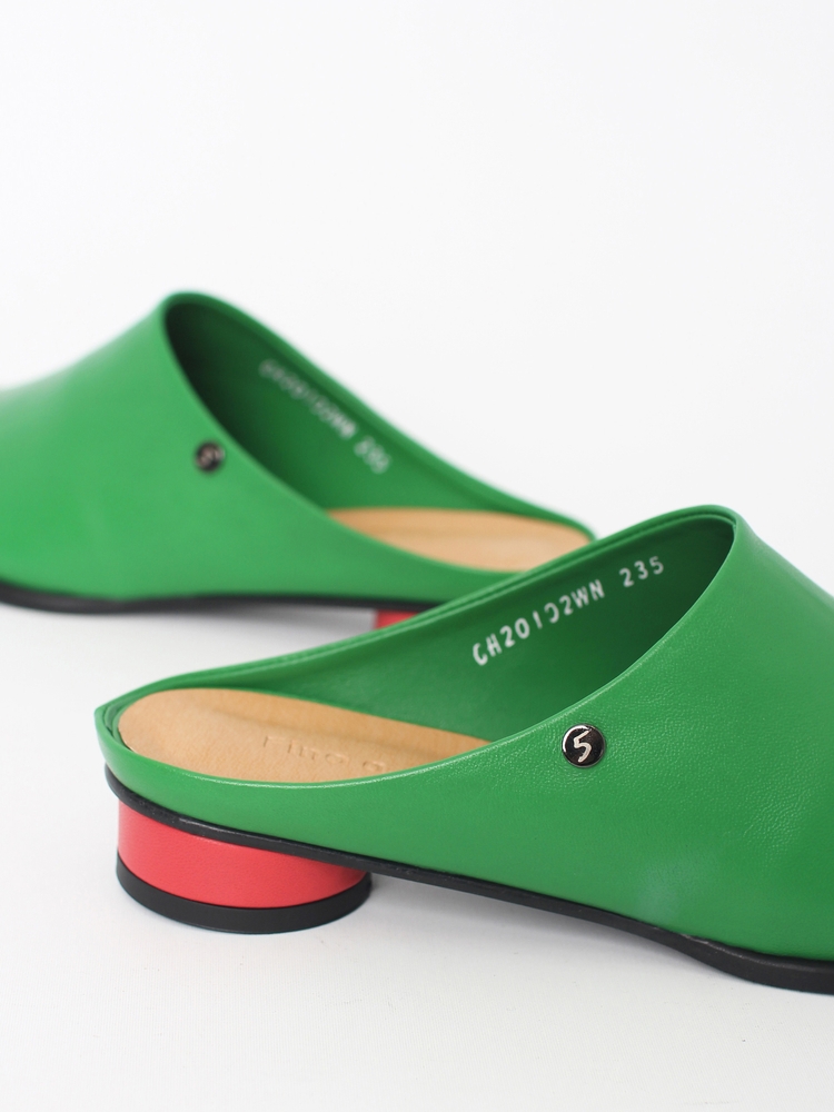 Kkulao square low mules_green