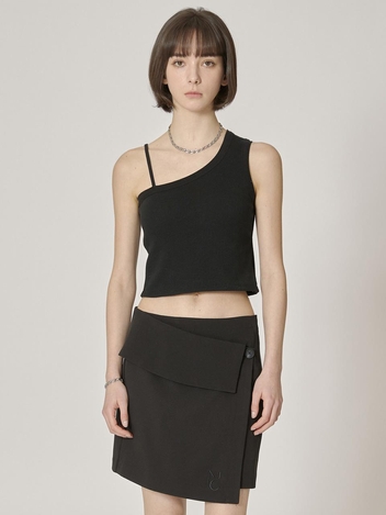 low rise wrap skirt - black