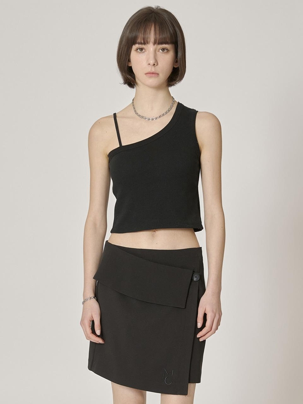 low rise wrap skirt - black