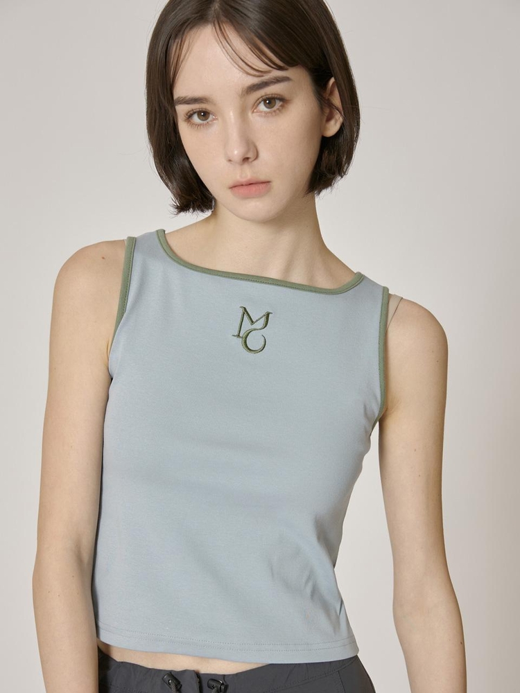 two-way logo sleeveless - blue