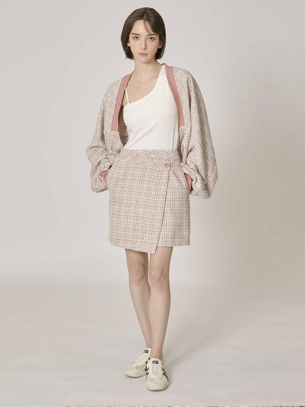 Blossom Tweed Bolero Cardigan - Pink