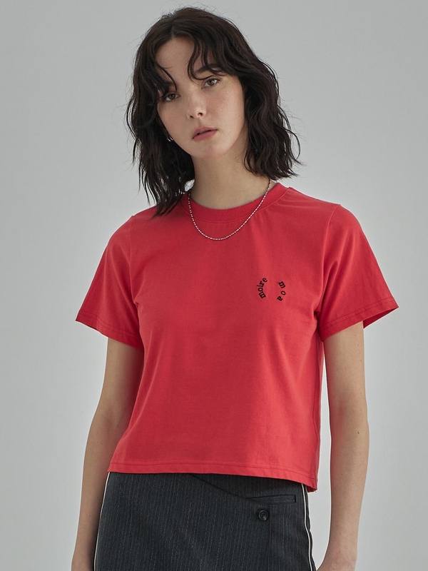 moire blank tee - red