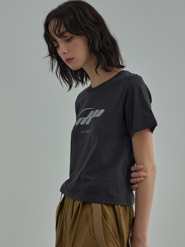 MM crop tee-charcoal