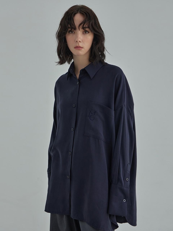 moire Logo over shirt- navy