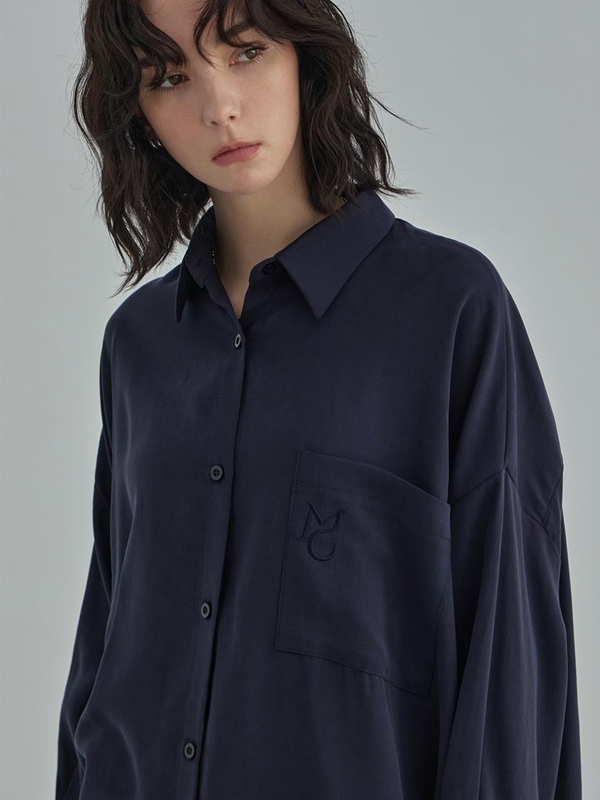 moire Logo over shirt- navy