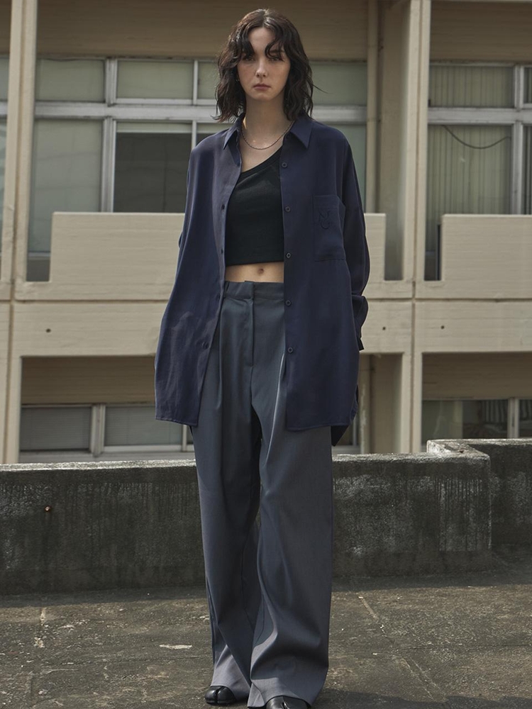 mono Basic wide pants-gray