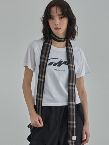 Mini Classic Check wool muffler-Charcoal