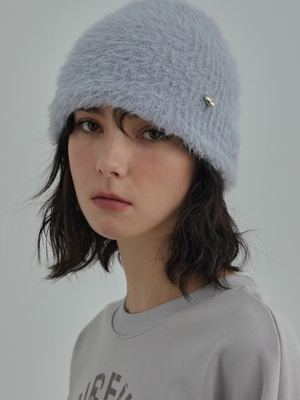 Soft Angora Beanie - Blue