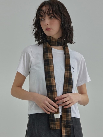 Mini Classic Check wool muffler-Brown