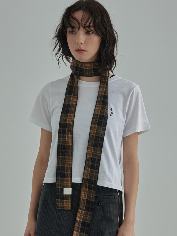 Mini Classic Check wool muffler-Brown