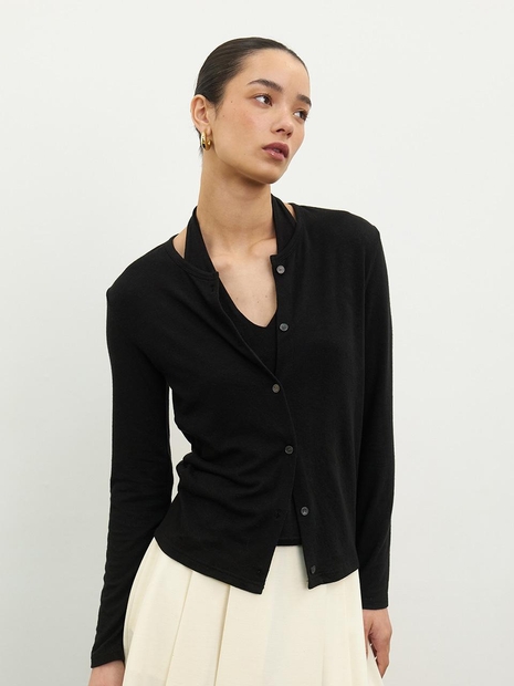 CO HALTER NECK LAYERED CARDIGAN_BLACK