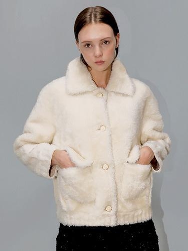 양털 아이보리 무스탕 _ Curling Ivory Shearling JK