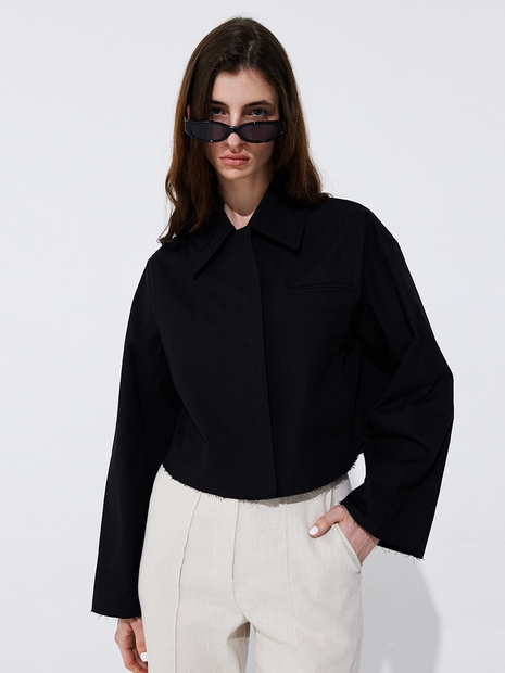 Raw-cut Cotton Jumper_Black