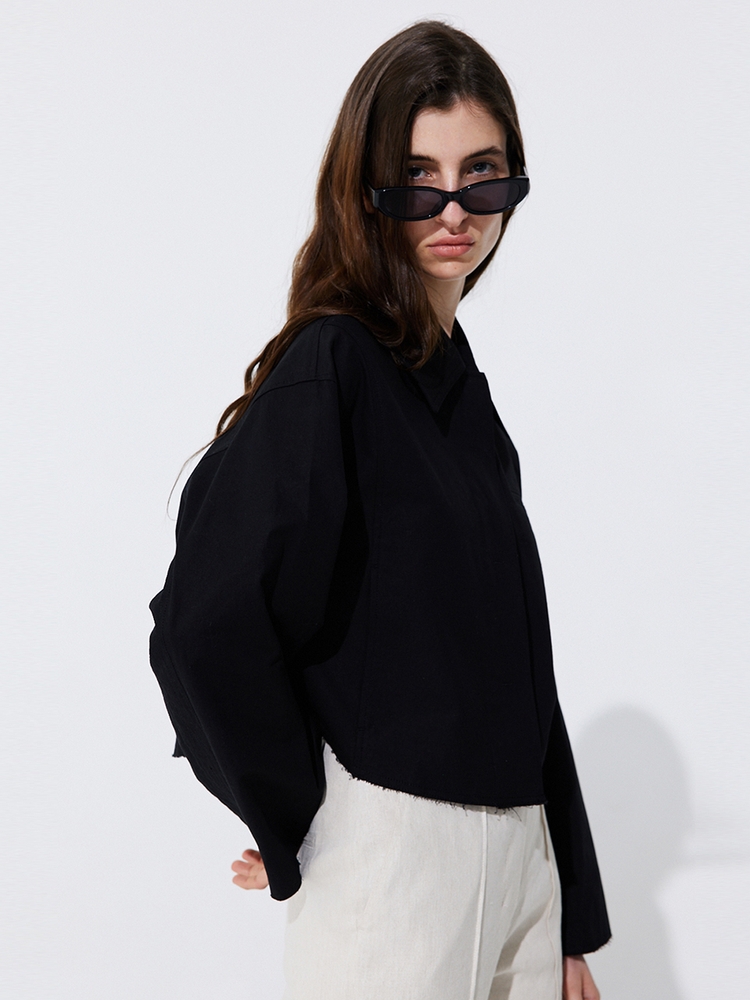 Raw-cut Cotton Jumper_Black