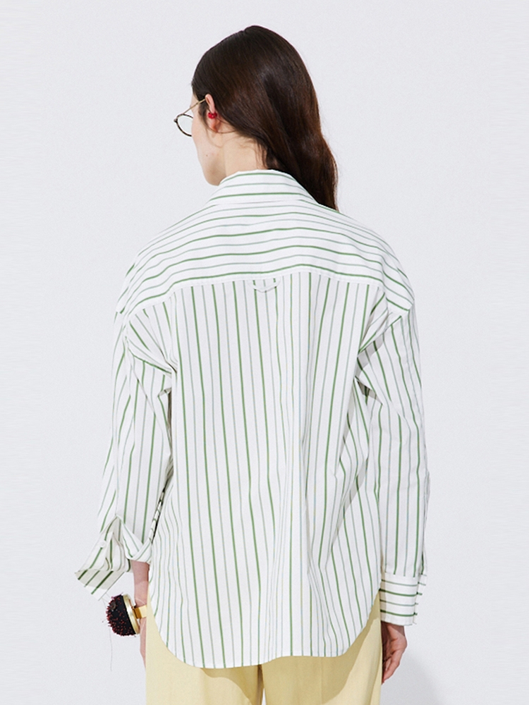 Stripe V-neck Shirts_Light Green