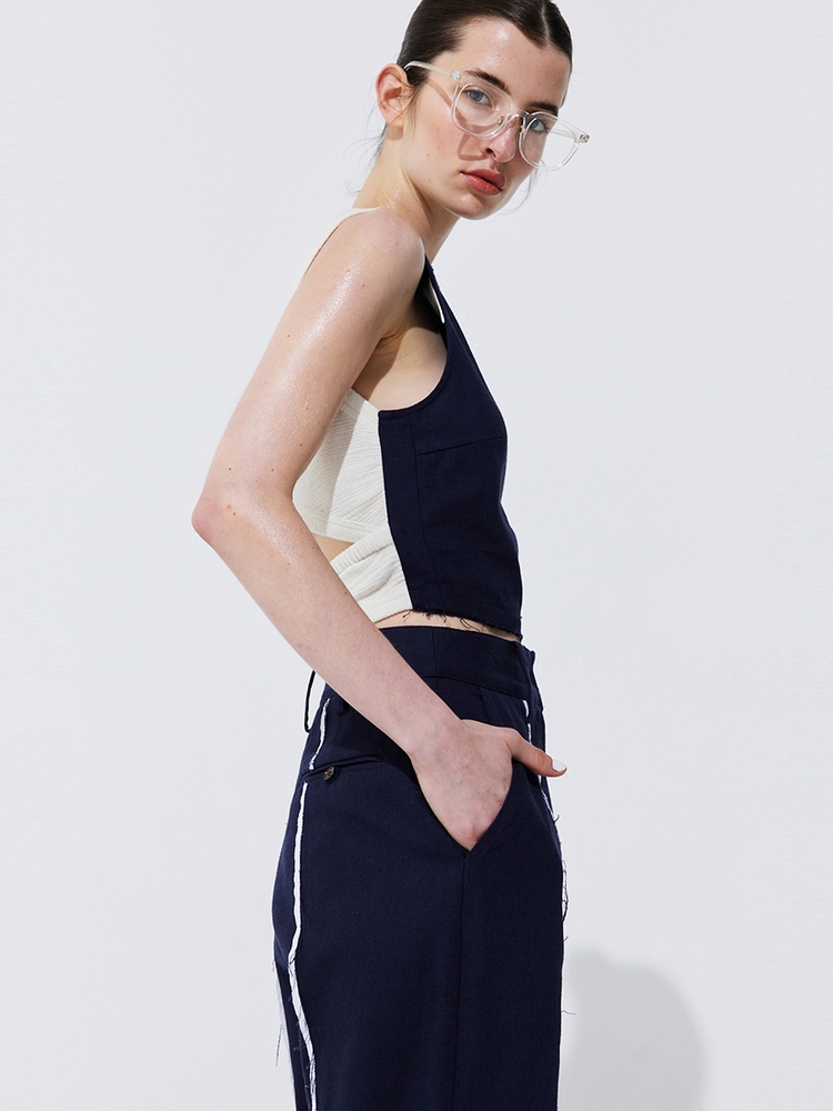 Color-Block Sleeveless Crop Top_Navy