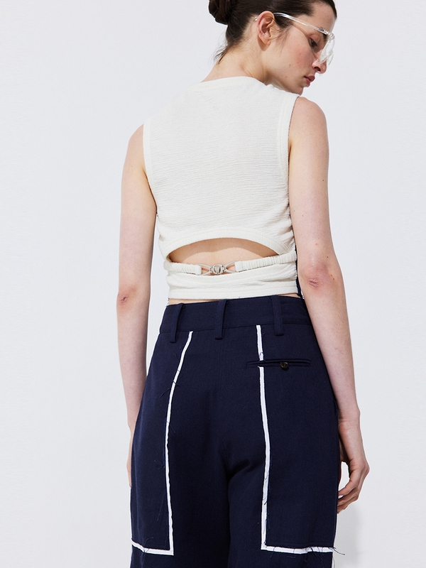 Color-Block Sleeveless Crop Top_Navy