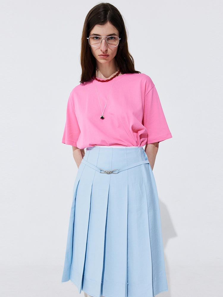 Button Line T-shirt_Hot Pink