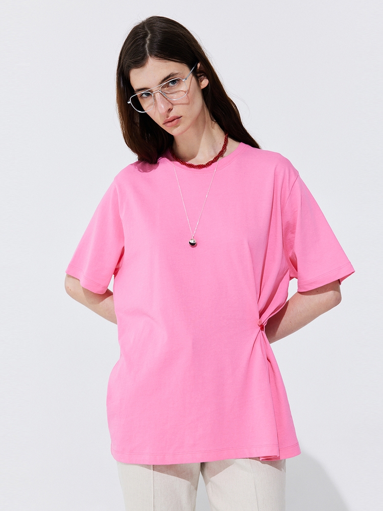 Button Line T-shirt_Hot Pink