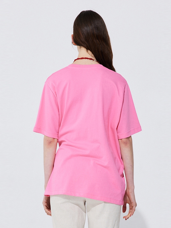 Button Line T-shirt_Hot Pink