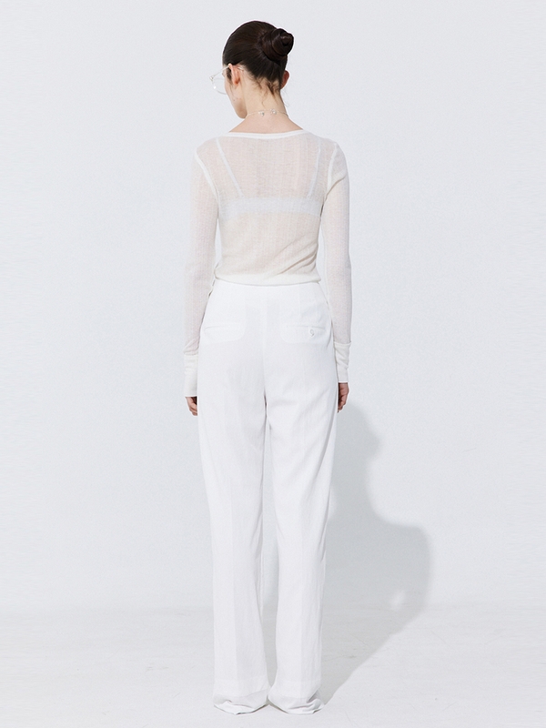 Sheer Neckline T-shirt_Ivory