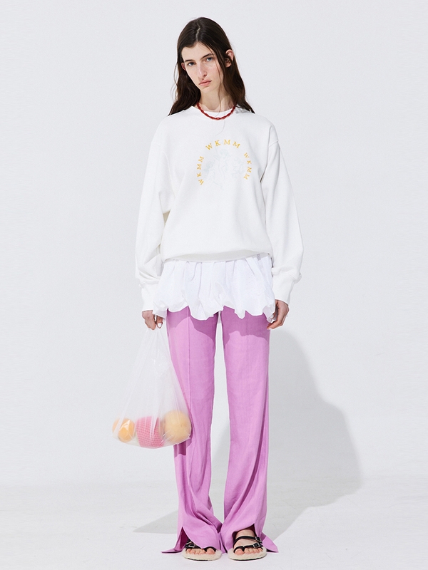 Linen semi-Bootscut Trousers_Pink