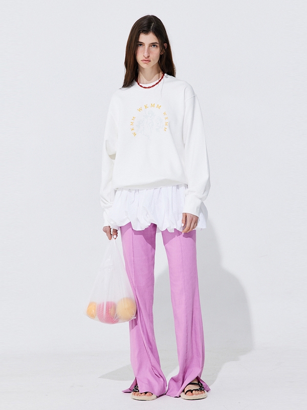 Linen semi-Bootscut Trousers_Pink