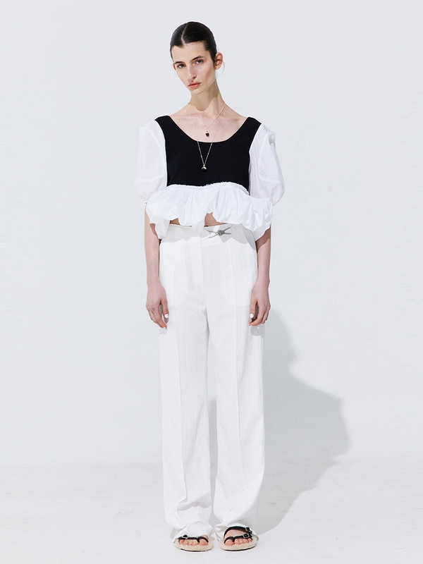 Belted Straight Trousers_White