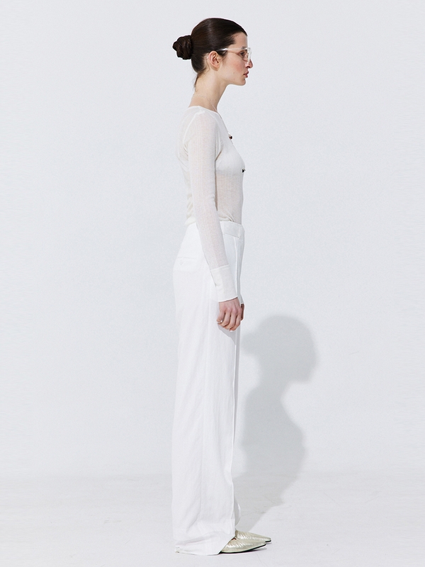 Belted Straight Trousers_White