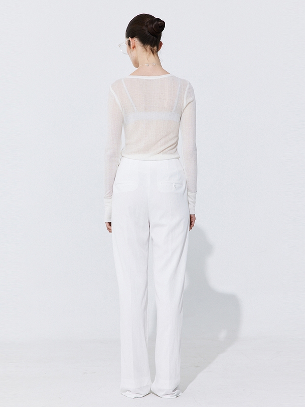 Belted Straight Trousers_White