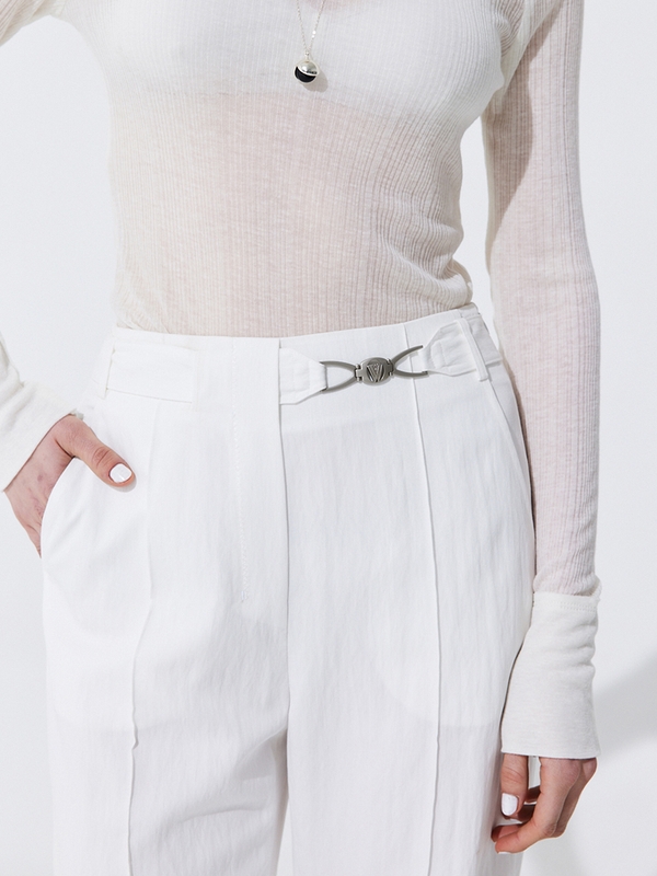 Belted Straight Trousers_White