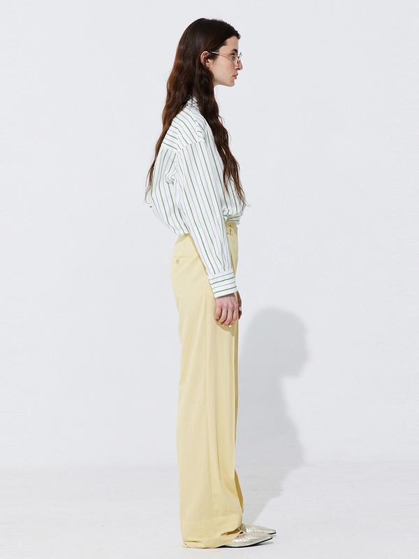 Belted Straight Trousers_Yellow