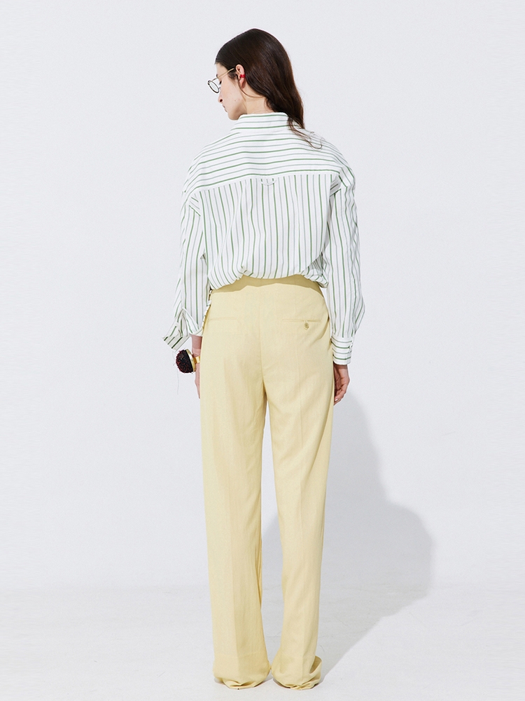 Belted Straight Trousers_Yellow