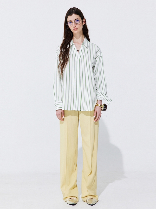 Belted Straight Trousers_Yellow